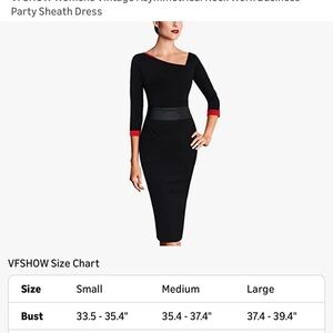 Elegant Black Long Sleeve Dress with Red Accents -